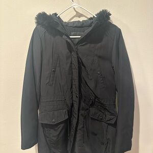 Marc New York Black Utility Jacket with Faux Fur Hood